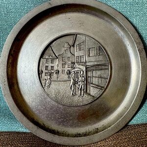 Elegant Vintage Pewter Wall Decor Plate - Made in Germany
